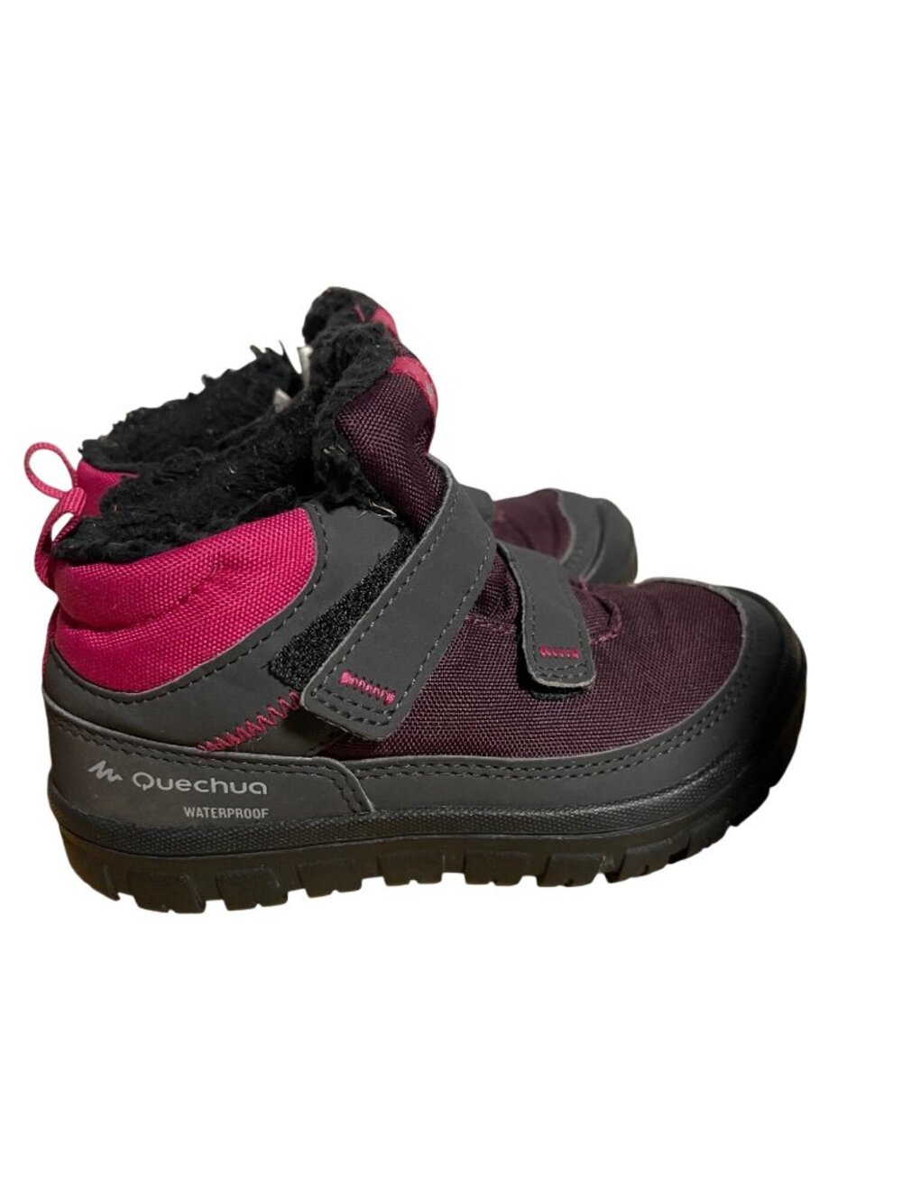 Quechua SH100 Junior Waterproof Warm Winter Boots Size 10.5C Pink & Gray